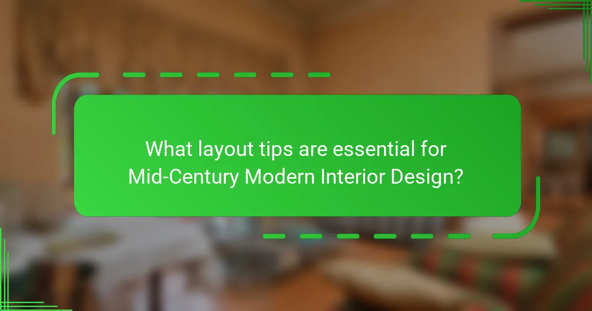 What layout tips are essential for Mid-Century Modern Interior Design?